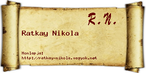 Ratkay Nikola névjegykártya